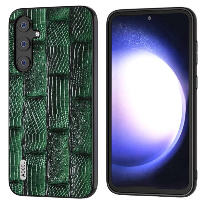 ABEEL - ABEEL Samsung Galaxy S23 FE Plånboksfodral Mahjong Grön Äkta Läder