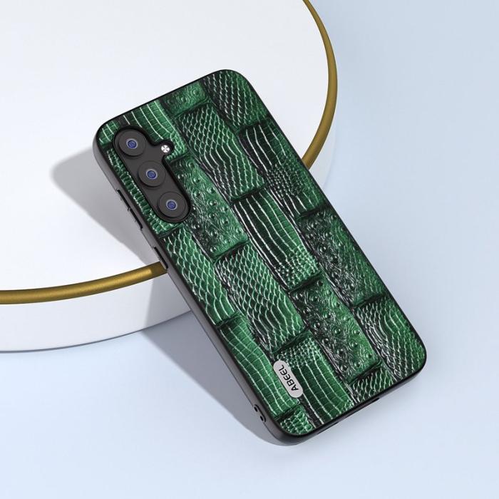 ABEEL - ABEEL Samsung Galaxy S23 FE Plånboksfodral Mahjong Grön Äkta Läder