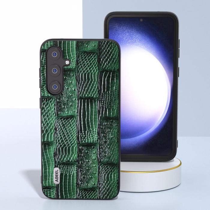ABEEL - ABEEL Samsung Galaxy S23 FE Plånboksfodral Mahjong Grön Äkta Läder