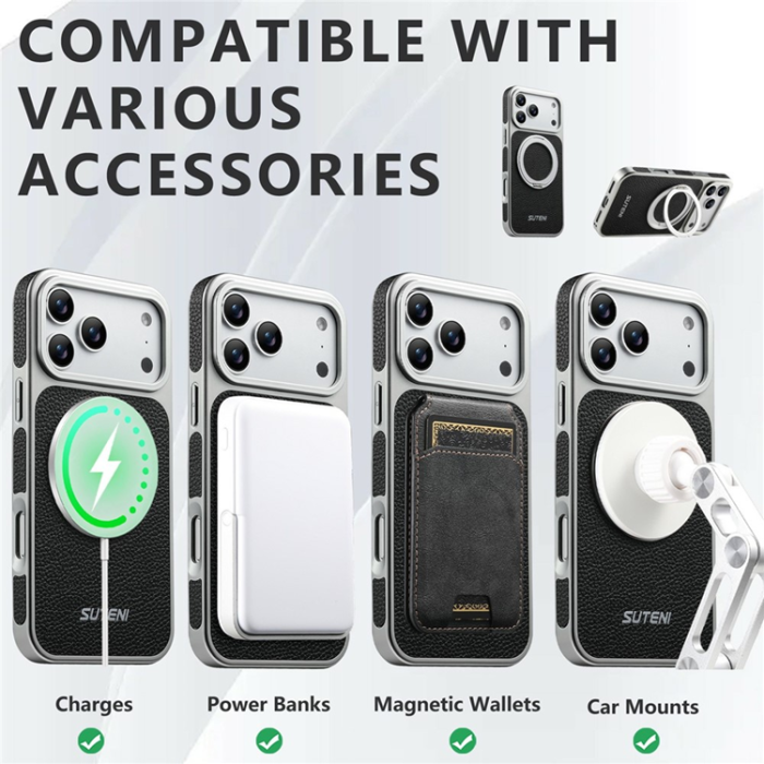 SUTENI - SUTENI iPhone 17 Pro Max Mobilskal MagSafe Kickstand Electroplating G6