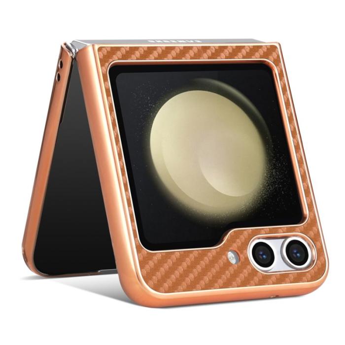 AZNS - AZNS Samsung Galaxy Z Flip7 FE Fodral Electroplating PU+PC - Brun