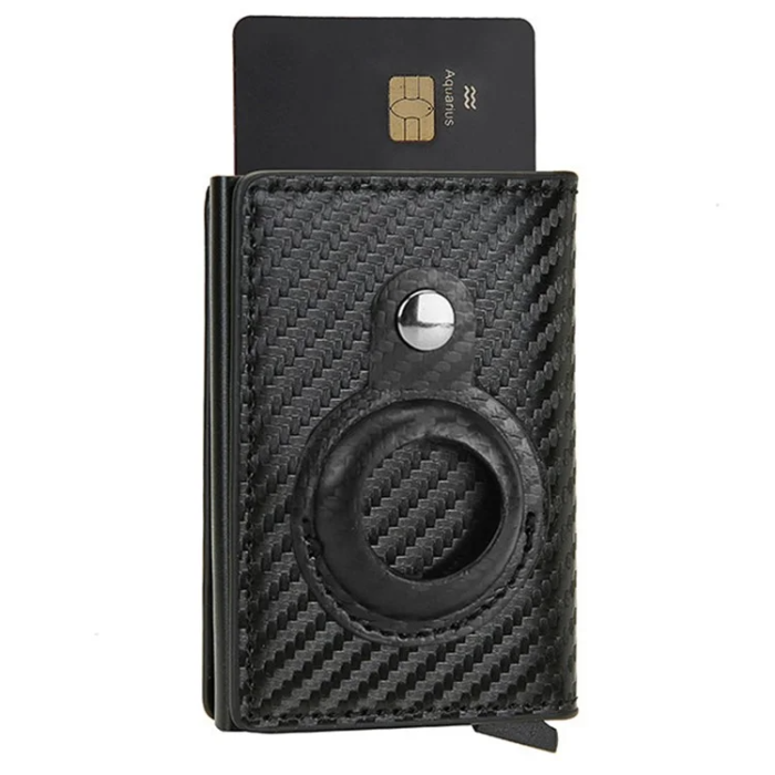 A-One Brand - AirTag Korthållare RFID Blocking Mikrofiber Läder - Carbon Fiber