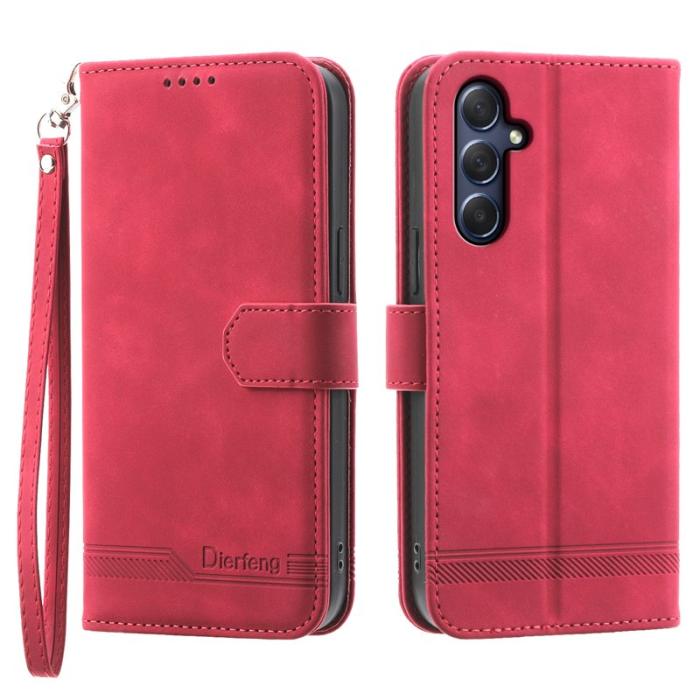 DIERFENG - DIERFENG DF-03 Samsung Galaxy M54 5G Plånboksfodral Konstläder - Röd