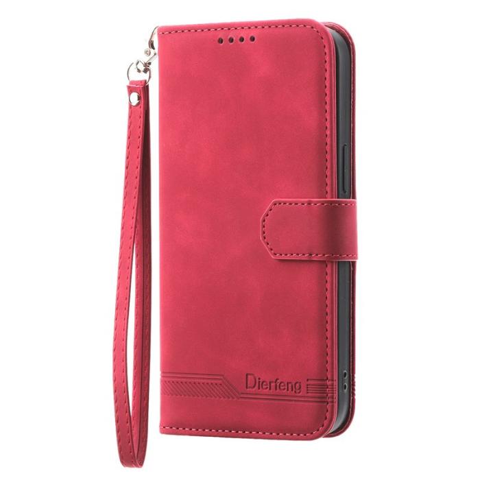 DIERFENG - DIERFENG DF-03 Samsung Galaxy M54 5G Plånboksfodral Konstläder - Röd