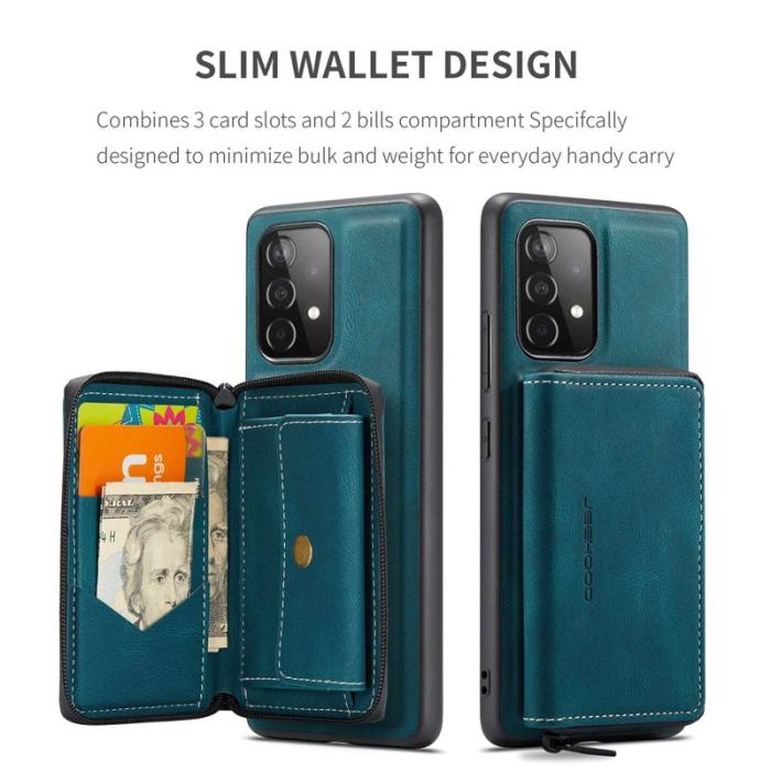 JEEHOOD - JEEHOOD Detachable Wallet Mobilskal för Samsung Galaxy A32 5G - Blå