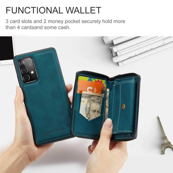 JEEHOOD - JEEHOOD Detachable Wallet Mobilskal för Samsung Galaxy A32 5G - Blå