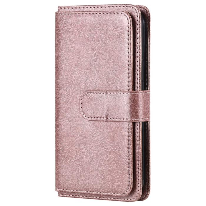 OEM - Samsung Galaxy S26 Plus Fodral Äkta Läder Med 10 Kortfack - Roséguld