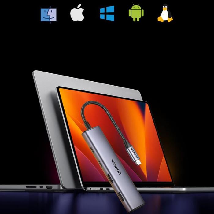 Ugreen - Ugreen 2X USB-C/USB-A HUB - Grå