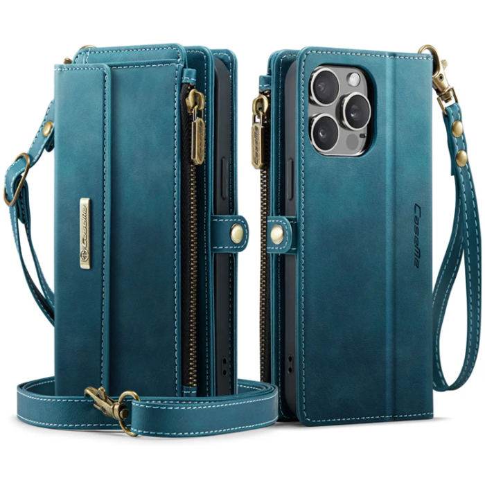 Caseme - Caseme iPhone 14 Pro Plånboksfodral RFID Blocking Zipper - Grön