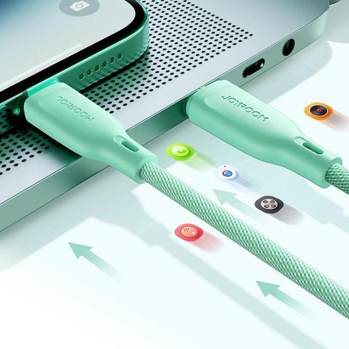 Joyroom - Joyroom USB-C till USB-C kabel 60W 1m Multi-Color - Grön