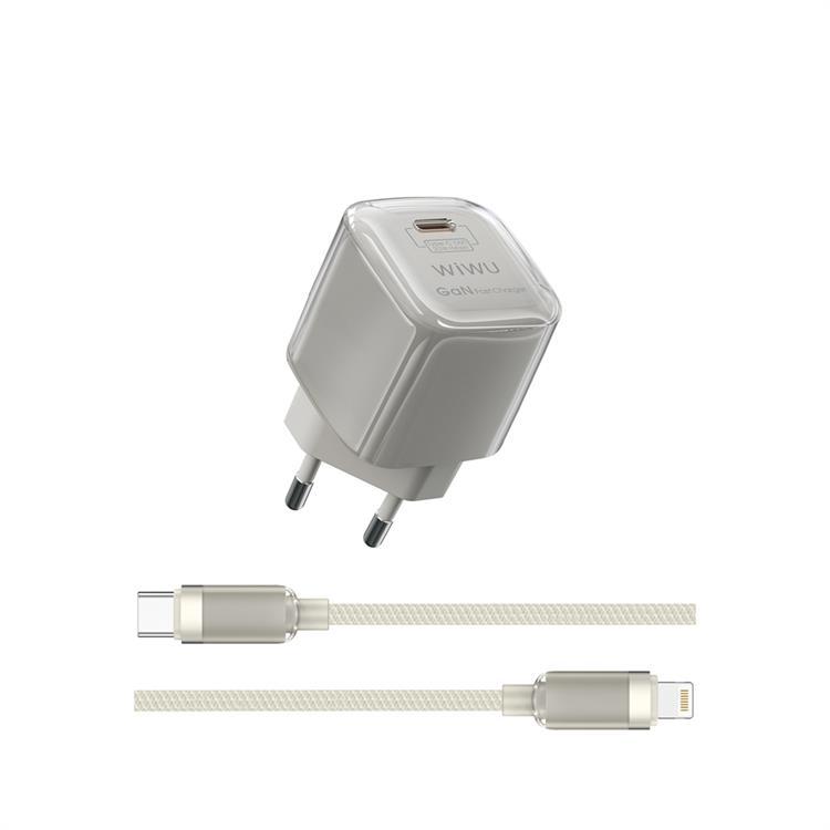 WIWU Snabbladdare GaN 20W Med Lightning Kabel Jello - Vit | 505295 | AlltMobil