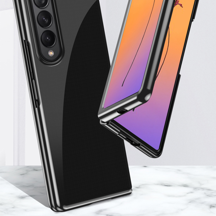 OEM - Galaxy Z Fold 4 Skal Plating Metallic Frame - Blå