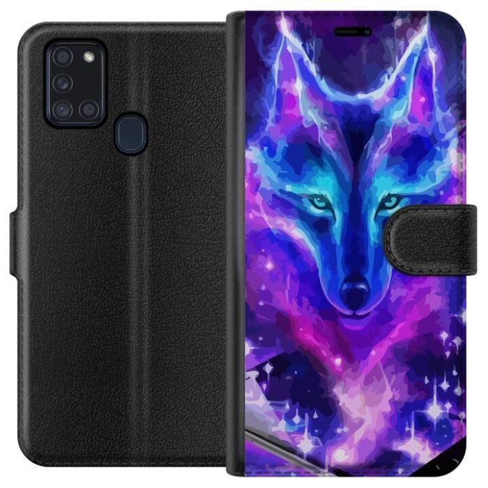 iSecrets - Plånboksfodral till Samsung Galaxy A21s med Neon Varg