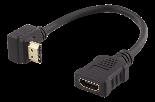 DELTACO Flexibel HDMI-Adapter vinklad ner, 0.2 m - Svart