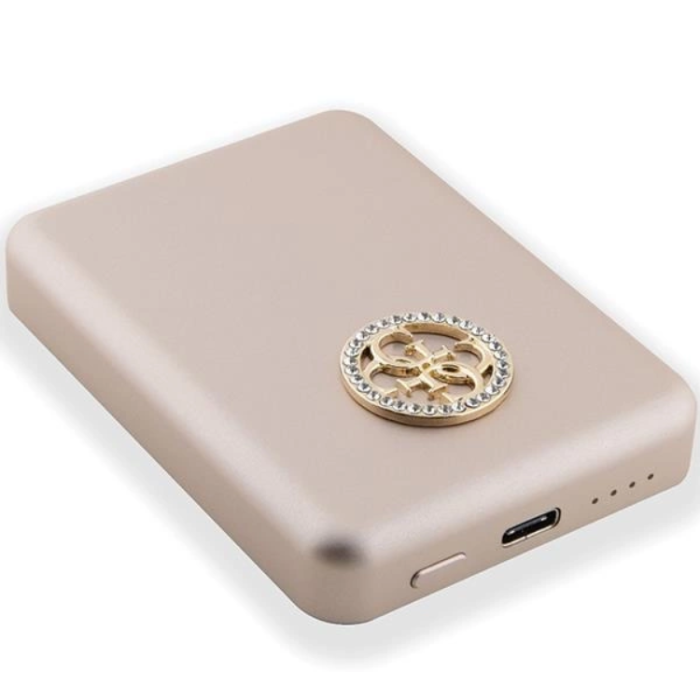 Guess - Guess Magsafe Powerbank 5000mAh 15W 4G Strassed Metal Logo - Guld