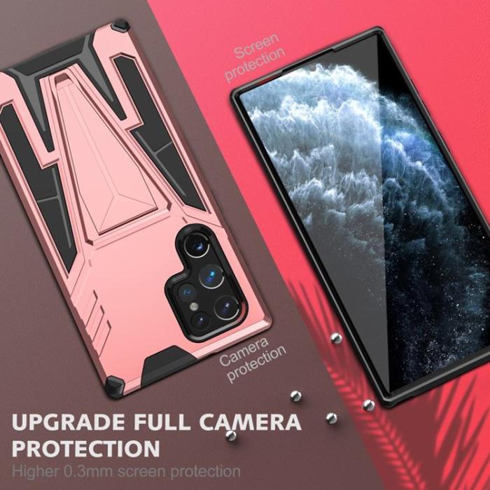 OEM - V-Shaped Kickstand Skal Galaxy S22 Plus - Rosa Guld
