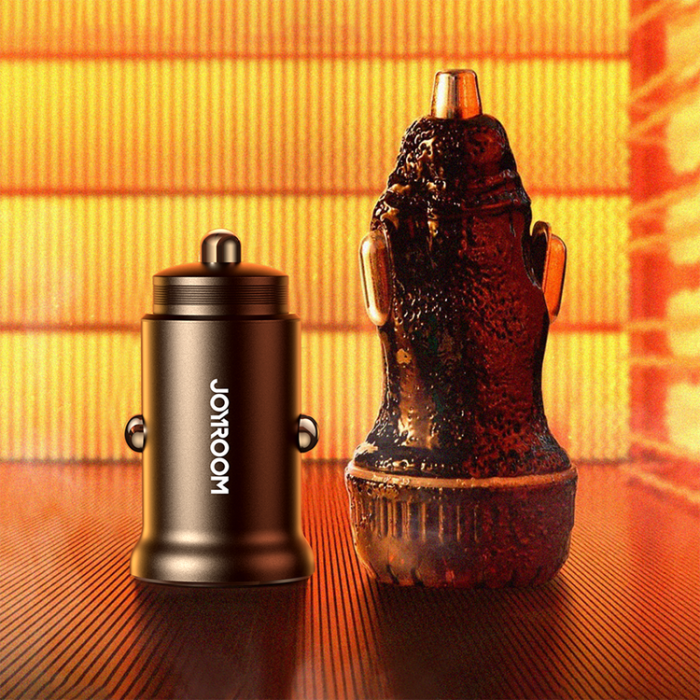 Joyroom - Joyroom Mini Metall Billaddare 30W 2x USB-C - Svart
