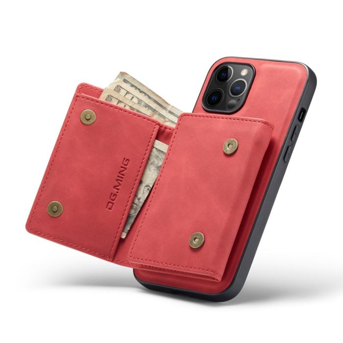 DG.MING - DG.MING iPhone 13 Pro Max Skal samt Wallet med Kickstand - Röd