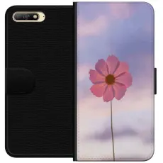 Gustaf - Pl&aring;nboksfodral till Huawei Y6 (2018) med Rosa blomma