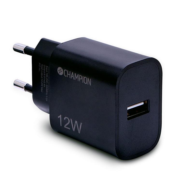Champion Väggladdare USB-A 12W - Svart | 505295 | AlltMobil
