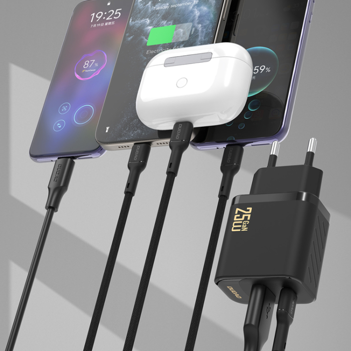 Dudao - Dudao Snabbladdare USB-C USB-A PD 25W GaN med USB-C Kabel A26TCEU - Svart