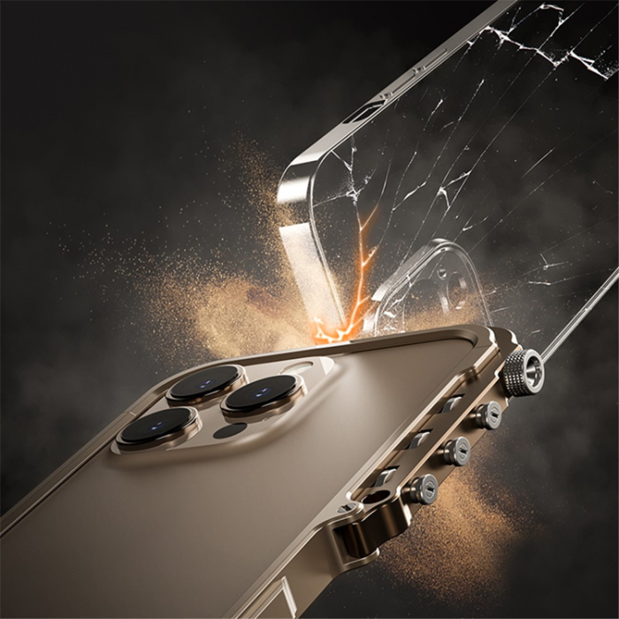 A-One Brand - iPhone 16 Pro Mobilskal Bumper Aluminum Metal Frame - Guld