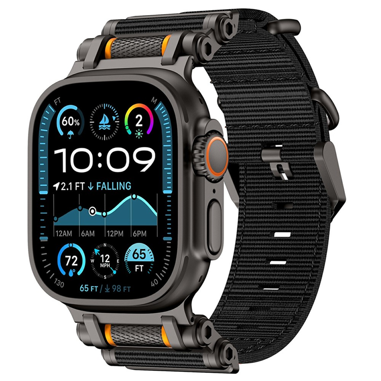 Apple Watch 42/44/45/46/49mm Armband Nylon - Svart | 5122 | AlltMobil