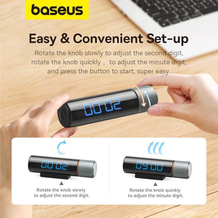 BASEUS - Baseus Heyo Series Magnetic Digital Timer med Stopwatch Function - Svart