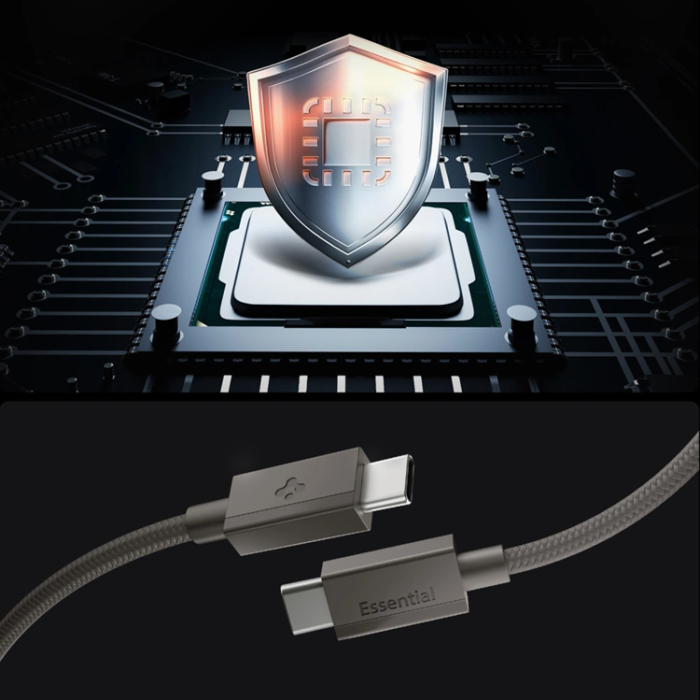 Spigen - Spigen USB-C till USB-C Kabel EB6015CC Essential 1.5m 60W - Gunmetal