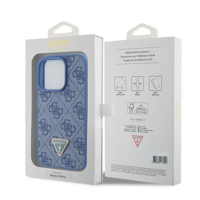 Guess - Guess iPhone 15 Pro Mobilskal Triangle Strass - Blå