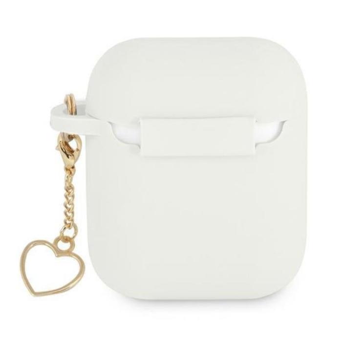 Guess - Guess Silicone Heart Charm Collection Skal Airpods - Vit