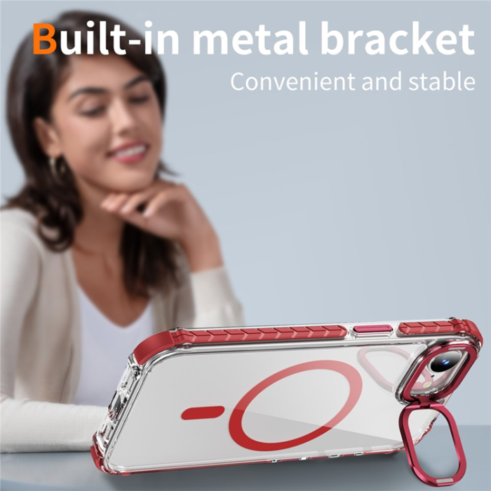 A-One Brand - iPhone 16e Mobilskal MagSafe Kickstand - Röd