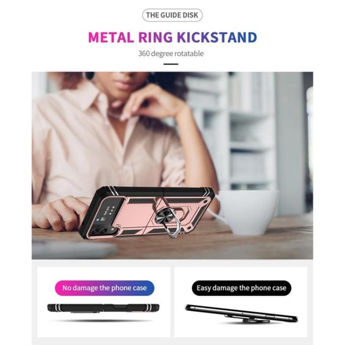 A-One Brand - Galaxy Z Flip 4 Skal Ringhållare Kickstand - Rosa Guld