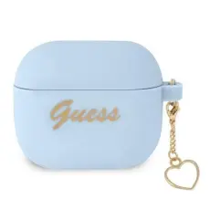 Guess - Guess Silicone Heart Charm Collection Skal Airpods 3 - Bl&aring;