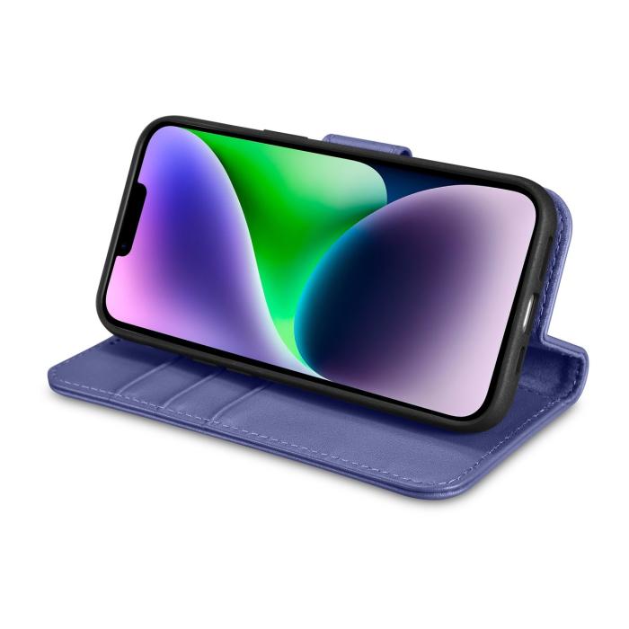 ICARER - iCarer iPhone 14 Plånboksfodral 2in1 Äkta Läder - Ljuslila