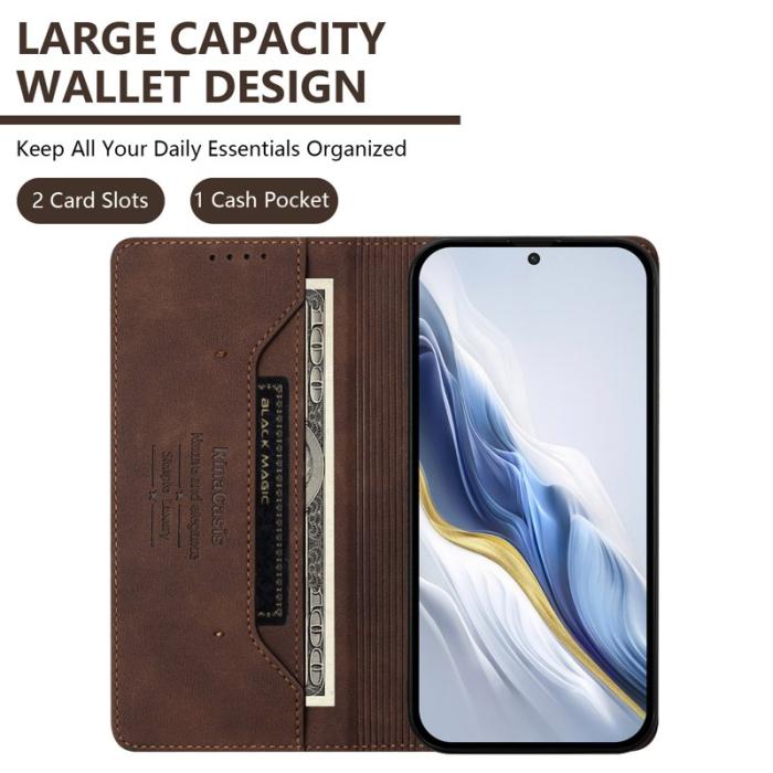 OEM - RINACASIS Samsung Galaxy A57 Plånboksfodral Konstläder RFID Skydd - Brun