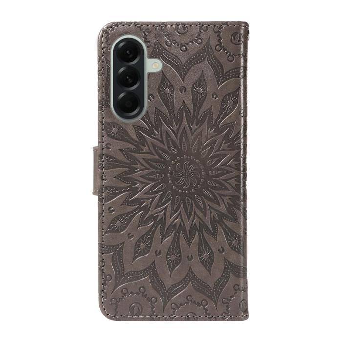 OEM - Samsung Galaxy A57 Plånboksfodral Konstläder Solrosmönster - Grå