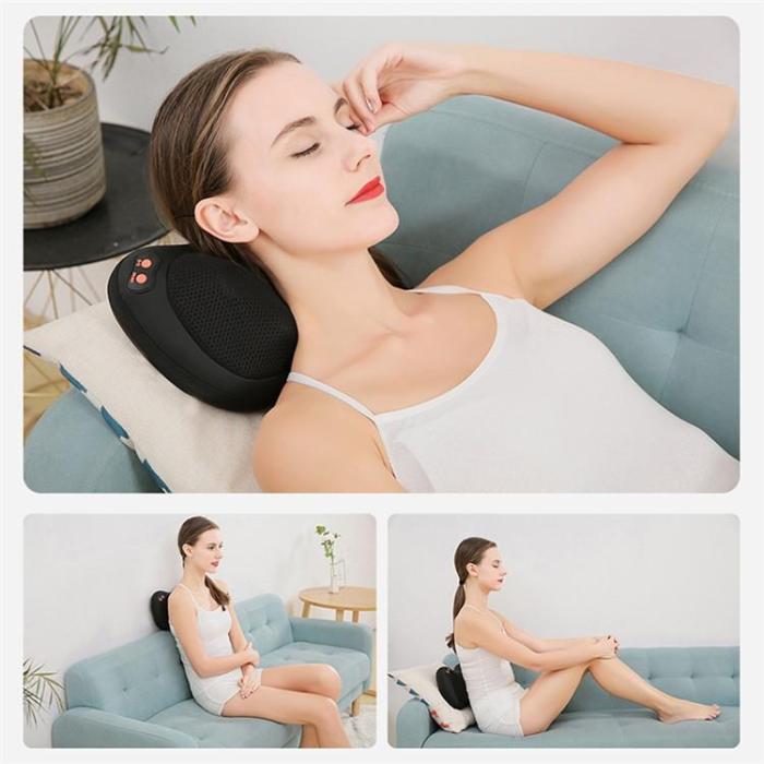 A-One Brand - 8-Node Massagekudde med Värme Plug-in - Svart