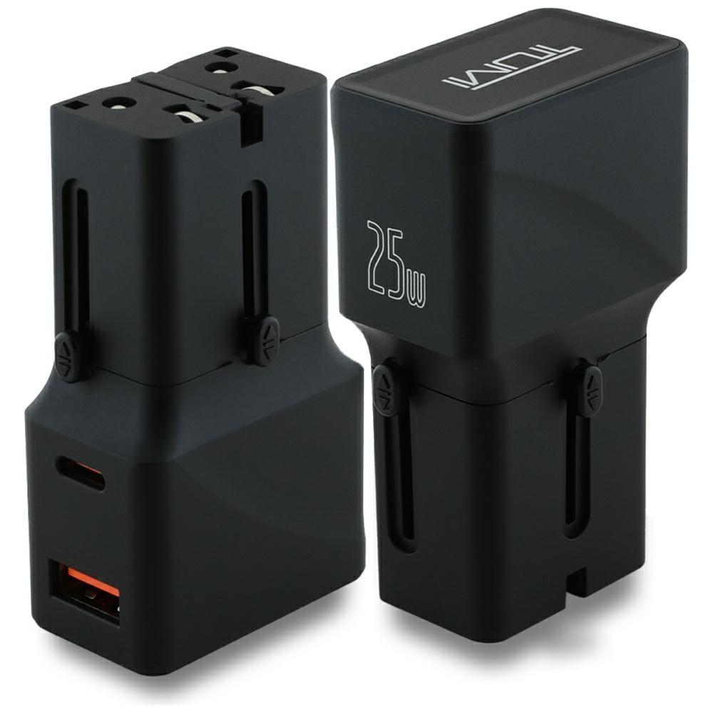 TUMI Reseladdare Adapter 25W USB-C/USB-A – Svart