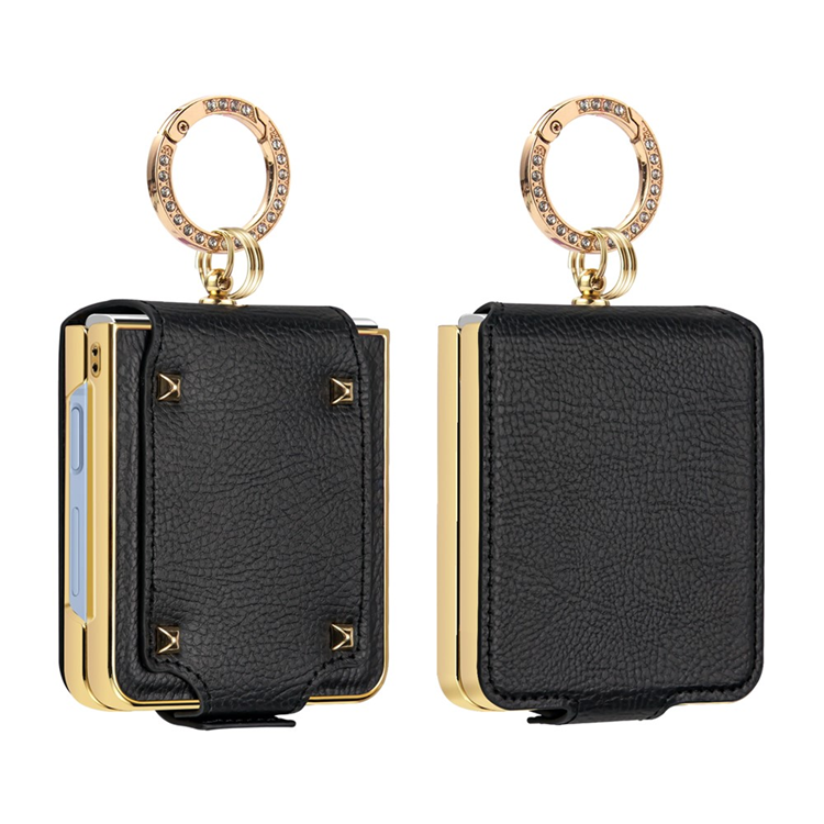 Galaxy Z Flip 7 Mobilskal PU + PC med Fingerhållare - Svart | 2353 | AlltMobil