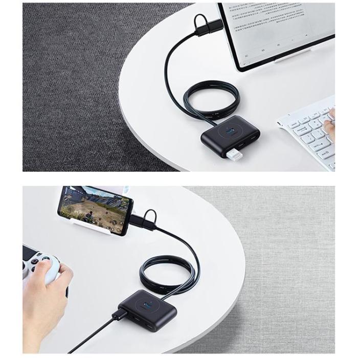 Ugreen - Ugreen HUB 4in1 USB-C - 4xUSB-A 3.0 5Gb/s 1m - Svart