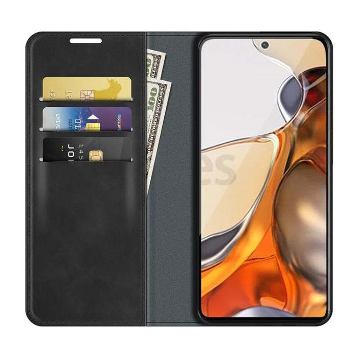 A-One Brand - Skin Touch Läder Fodral Xiaomi 11T / 11T Pro - Svart