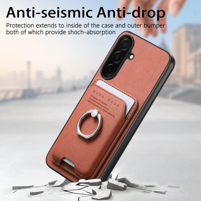 OEM - Mobilskal för Samsung Galaxy S26 Konstläder + PC + TPU - Brun