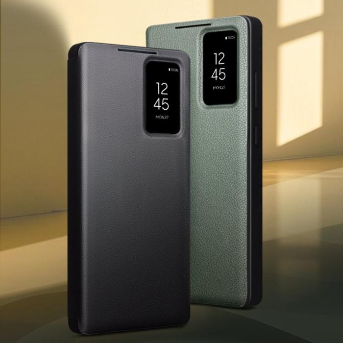 QIALINO - Qialino Mobilfodral för Samsung Galaxy S26 Ultra Äkta läder Flip - Svart