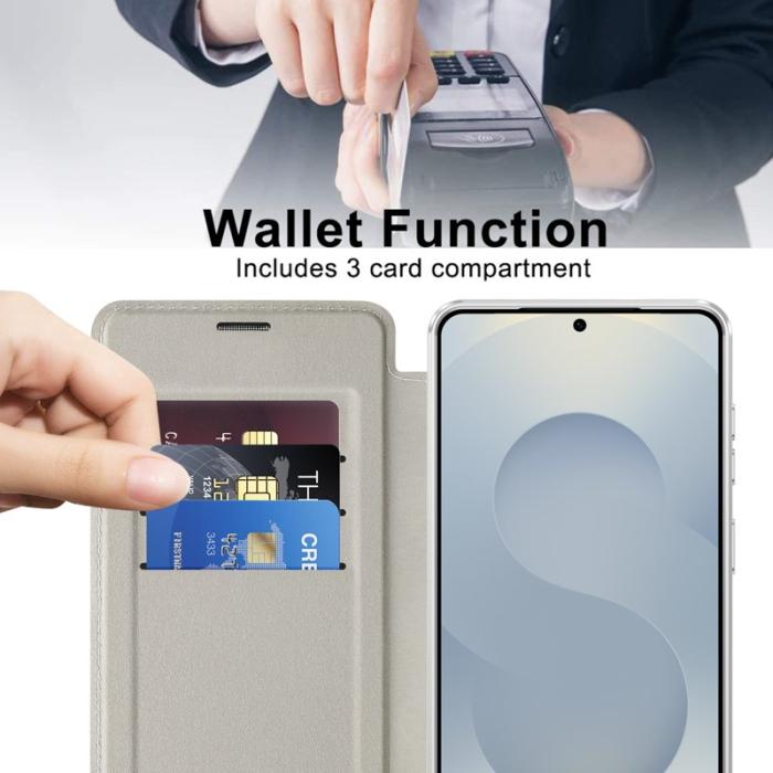 OEM - Mobilskal för Samsung Galaxy S26 Magnetiskt Konstläder RFID - Titangrå