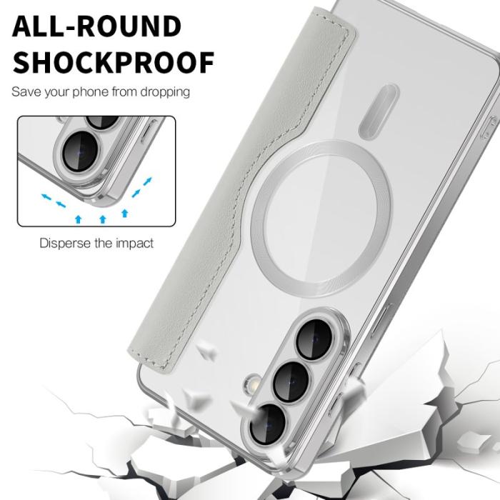 OEM - Mobilskal för Samsung Galaxy S26 Magnetiskt Konstläder RFID - Titangrå