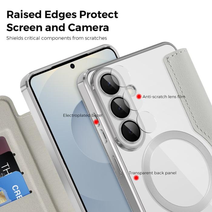 OEM - Mobilskal för Samsung Galaxy S26 Magnetiskt Konstläder RFID - Titangrå