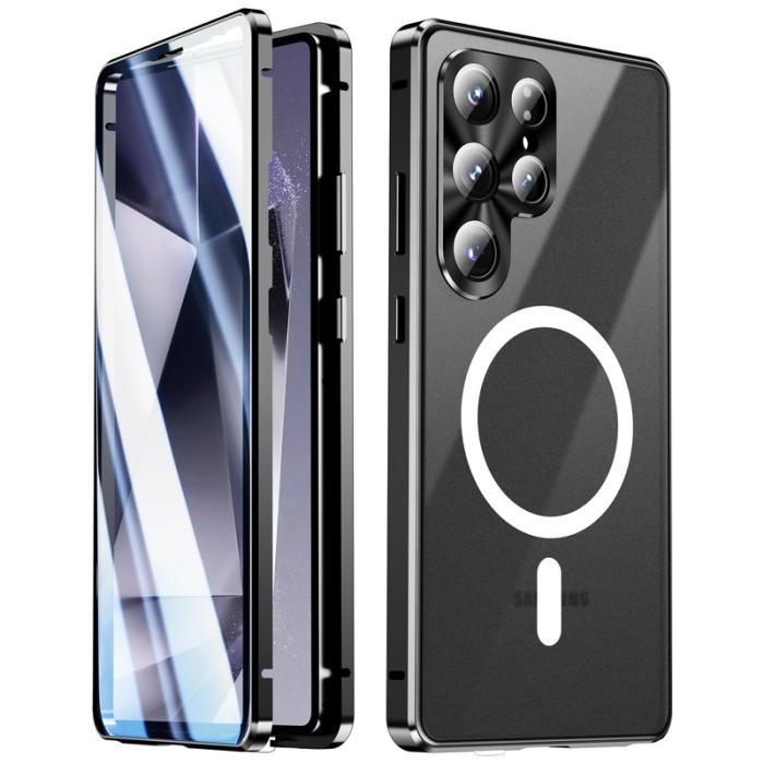 OEM - Mobilskal för Samsung Galaxy S26 Ultra Magnetiskt Tempererat Glas + PC - Svart