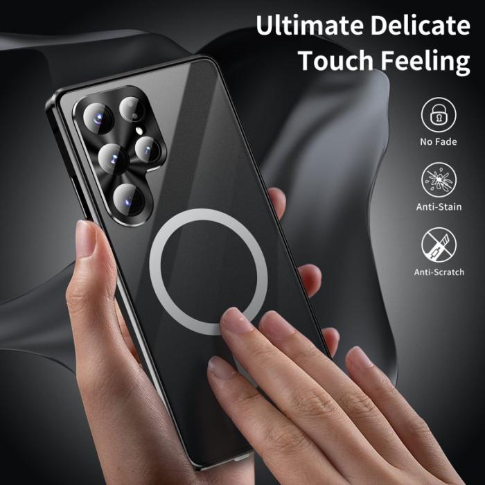 OEM - Mobilskal för Samsung Galaxy S26 Ultra Magnetiskt Tempererat Glas + PC - Svart