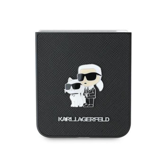 KARL LAGERFELD - Karl Lagerfeld Galaxy Z Flip 6 Mobilskal Saffiano Metal Pin - Svart